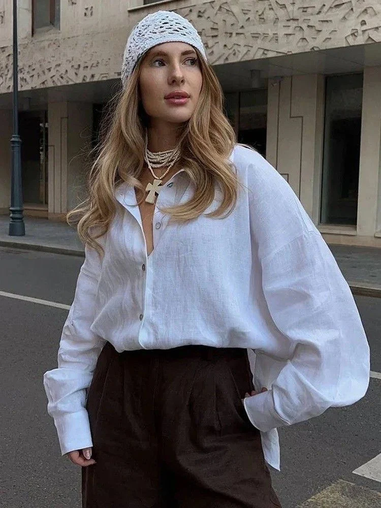 Benilde - Blusa in Lino Rilassata