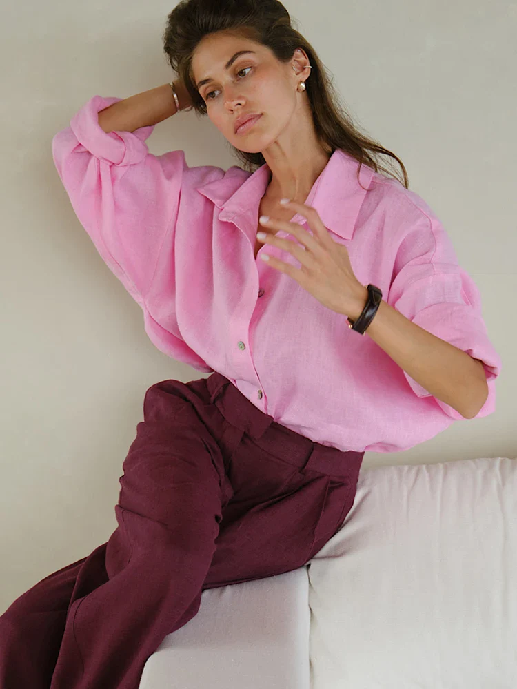 Benilde - Blusa in Lino Rilassata - Image 3