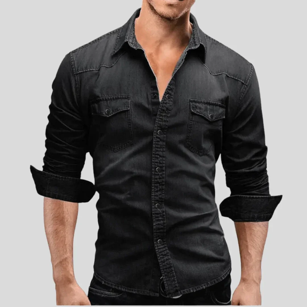 Luca - Elegante Camicia in Denim a Maniche Lunghe - Image 3