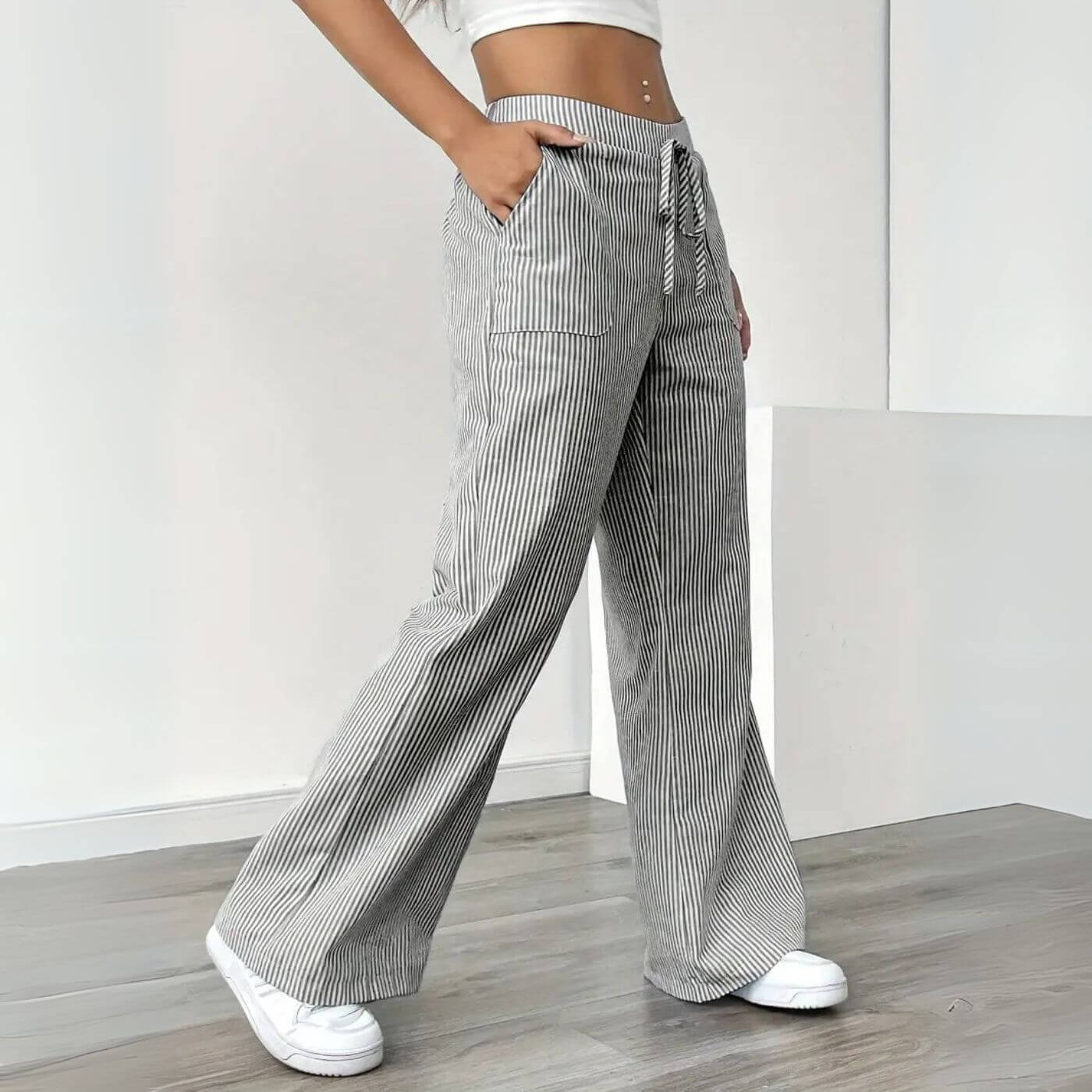 Massima - Pantaloni a Righe Rilassati - Image 10