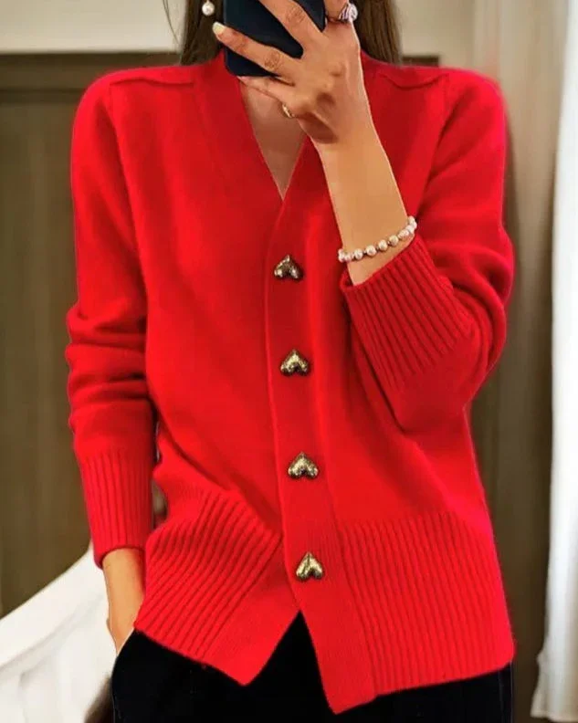 Oriana - Cardigan elegante con bottoni a forma di cuore - Image 4