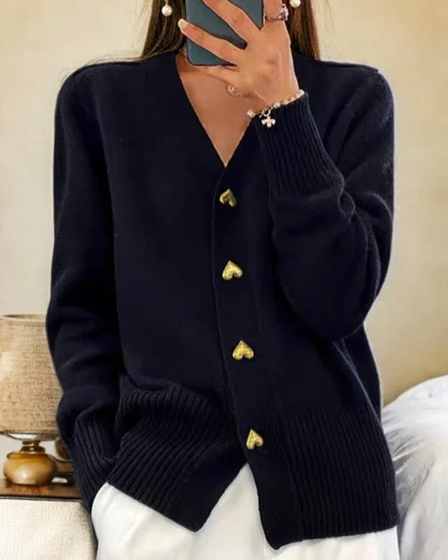 Oriana - Cardigan elegante con bottoni a forma di cuore - Image 5
